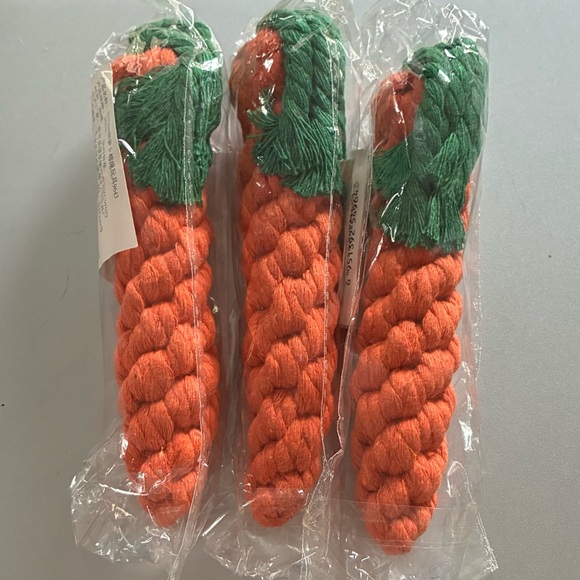 Other - 🥕 3 Orange Carrot Cotton Rope Dog Toys